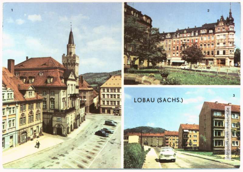 Rathaus, Platz der Befreiung, Karl-Marx-Platz, Neubauten in Löbau-Süd - 1971