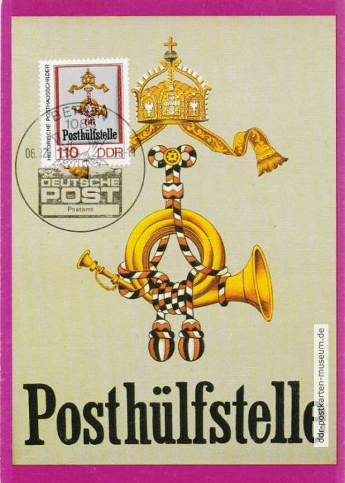 Maximumkarte "Historische Posthausschilder", Posthülfsstelle - 1989