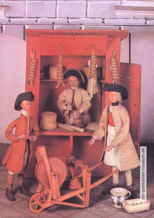 Puppensammlung - Wachszieher, Scherenschleifer und Musikant auf dem Markt - 1980