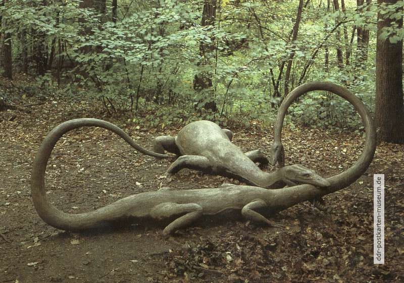 Saurierparkanlage mit Tanystropheus und Nothosaurus aus der Triaszeit - 1986