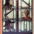 Glasfenster in der "Villa Bärenfett" mit Winnetou, Old Shatterhand und Sam Hawkens - 1987