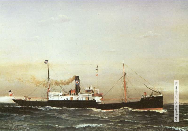 Gemälde von Julius Gregersen, 1905 "Dampfer Grete Cords von Rostock" - 1987