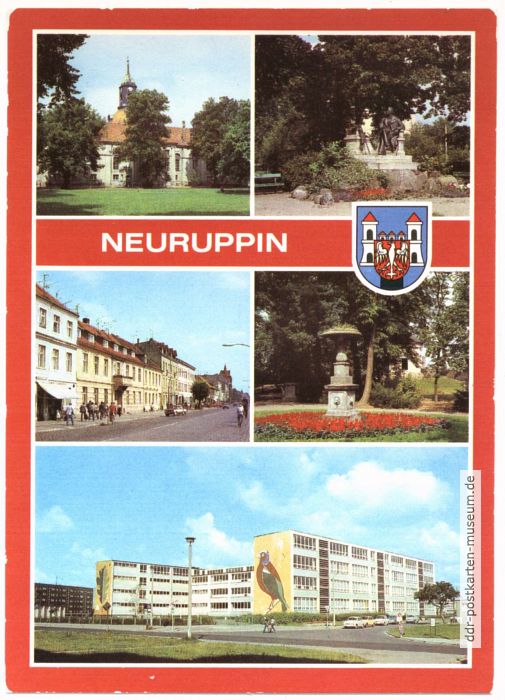 Pfarrkirche, Fontane-Denkmal, Karl-Marx-Straße, Tempelgarten, Oberschule - 1984