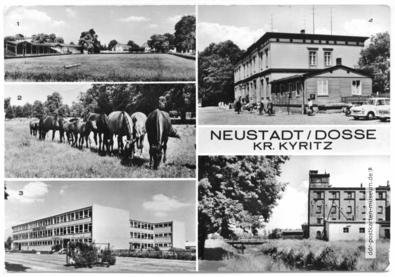 Reitplatz, Gestüt, Oberschule, Bahnhof, Fabrik an der Dosse - 1981