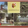 Fichtelberg, Springbrunnen am Markt, Blick auf Oberwiesenthal - 1987