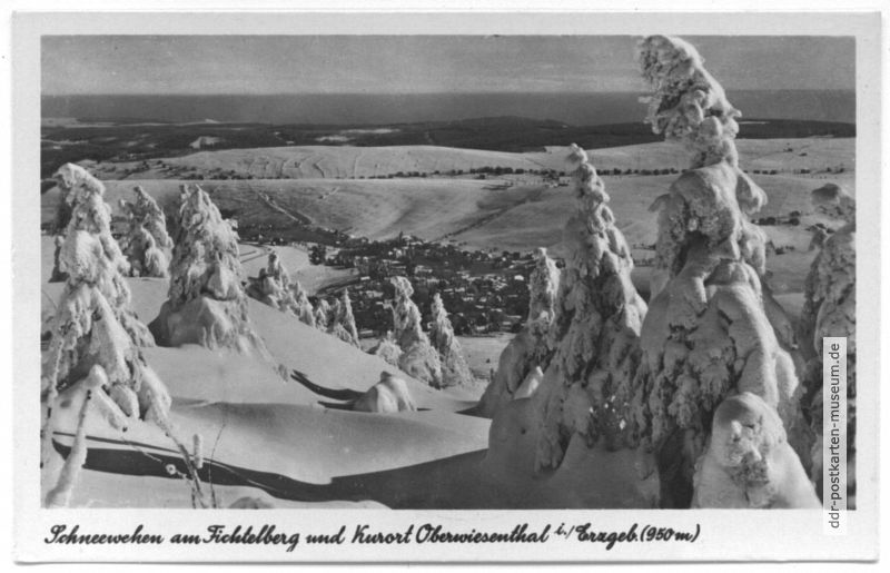 Schneewehen am Fichtelberg im Erzgebirge (950 m) - 1950