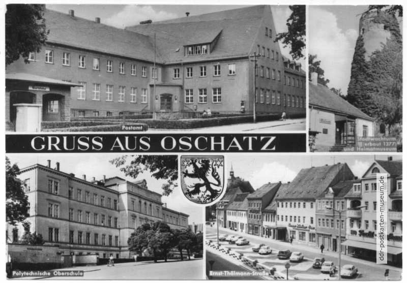 Postamt, Museum, Erweiterte Oberschule, Ernst-Thälmann-Platz - 1968