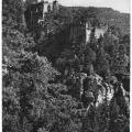 Blick vom Hausberg auf die Burgruine auf dem Berg Oybin - 1959