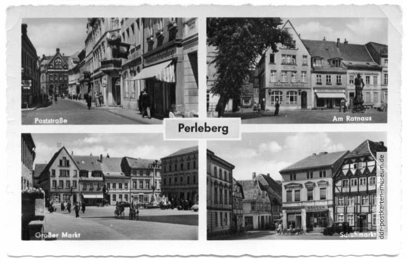 Poststraße, Am Rathaus, Großer Markt, Schuhmarkt - 1957