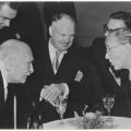 Otto Grotewohl im Gespräch mit Maurice Thorez und Hermann Duncker 1959 am 10. Jahrestag der Gründung der DDR - 1970