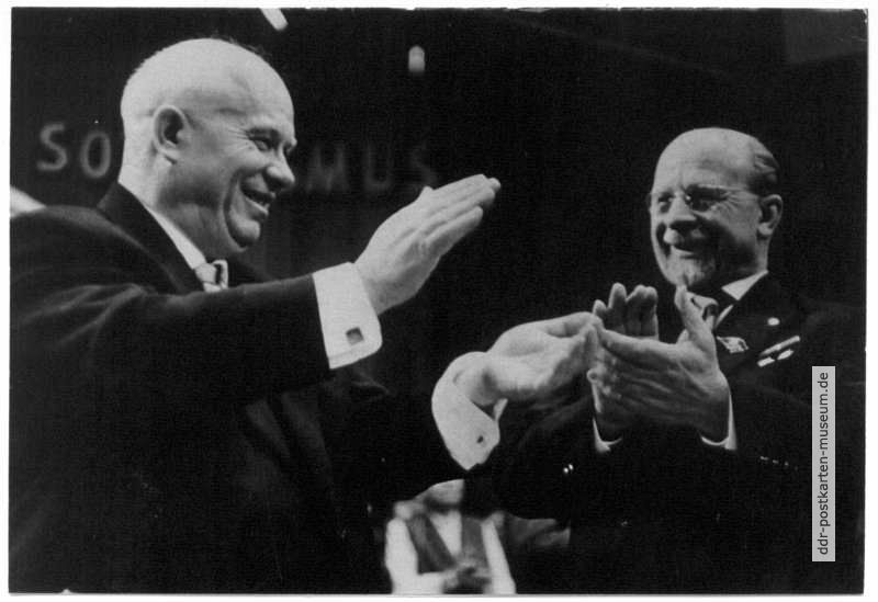 VI. Parteitag der SED 1963 in Berlin, Nikita Chrustschow und Walter ULbricht - 1963