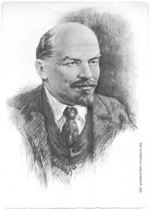 Kohlezeichnung des W. I. Lenin (1870-1924) - 1955