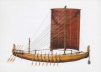 Altägyptisches Segelschiff um 3000 v.u.Z. aus Kartenserie "Historische Schiffe I" - 1977/1983
