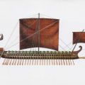 Griechisches Kriegsschiff um 800 v.u.Z. aus Kartenserie "Historische Schiffe I" - 1977/1983