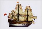 Französisches Linienschiff "Louis XV." von 1692 aus Kartenserie "Historische Schiffe II" - 1977/1983