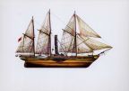 Raddampfer "James Watt" von 1845 aus Kartenserie "Historische Schiffe II" - 1978/1980/1983