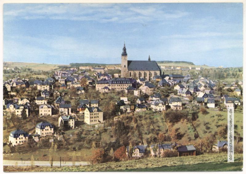 Blick zur Bergstadt Schneeberg mit St.-Wolfgang-Kirche - 1971
