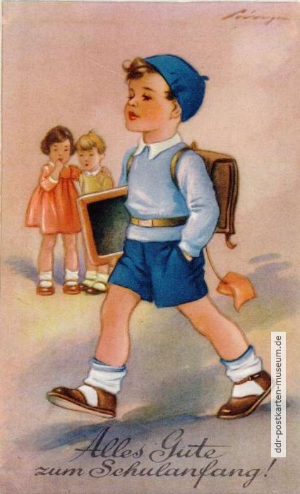 Glückwunschkarte zum Schulanfang -1951