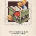 Postkarte zum Schulbeginn von 1955 - VEB Volkskunstverlag