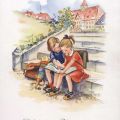 Postkarte zum ersten Schulgang von 1958 - Verlag Willy Klautzsch