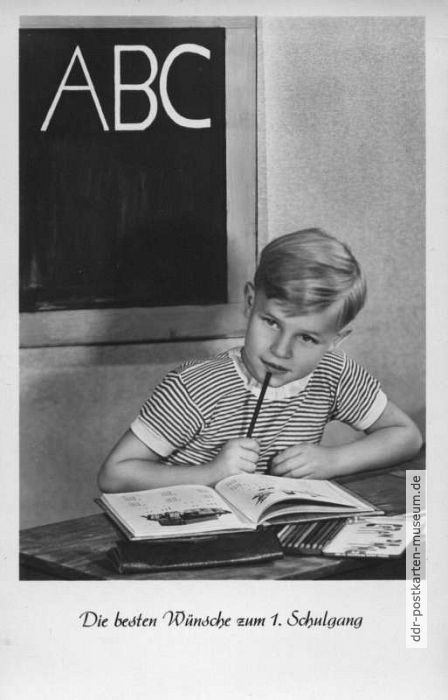 Postkarte zum ersten Schulgang von 1960 - Verlag Gebrüder Garloff