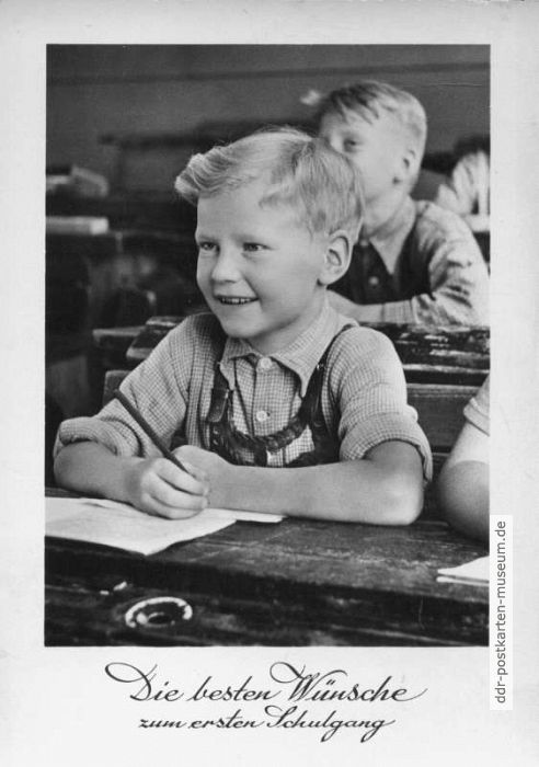Postkarte zum ersten Schulgang von 1960 - Verlag Konsum FOKU