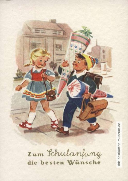 Postkarte zum Schulanfang von 1960 - Verlag unbekannt