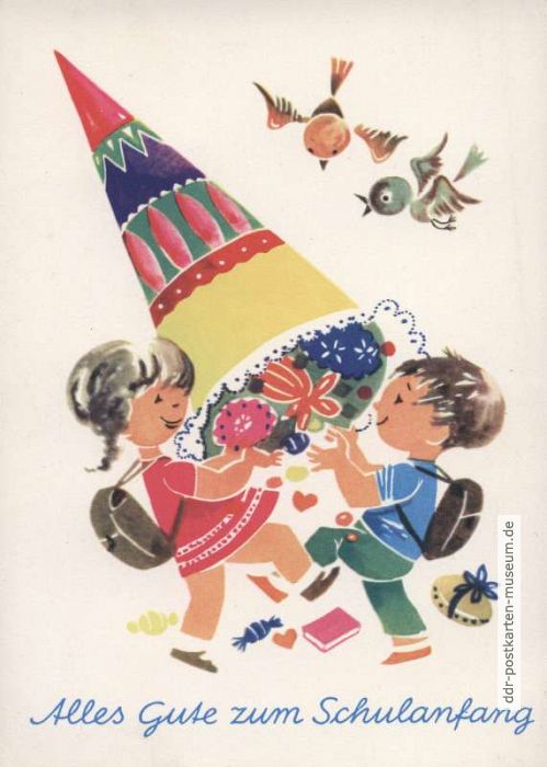 Postkarte zum Schulanfang von 1969 - Planet-Verlag
