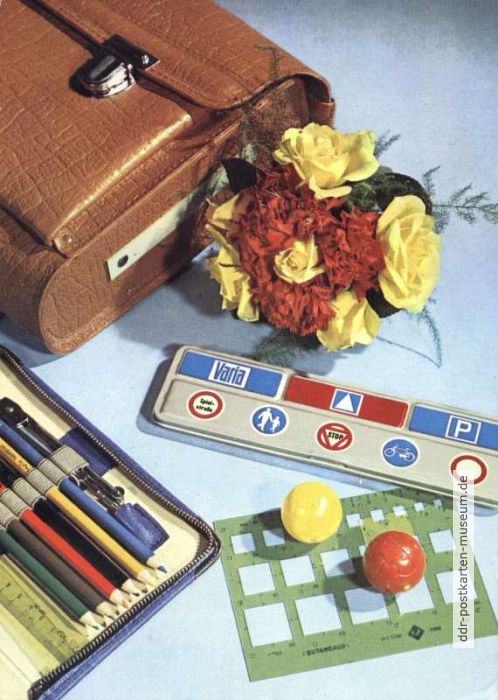 Glückwunschkarte zum Schulanfang von 1978 - Planet-Verlag 