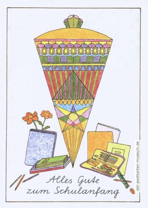 Postkarte zum Schulanfang von 1985 - Planet-Verlag