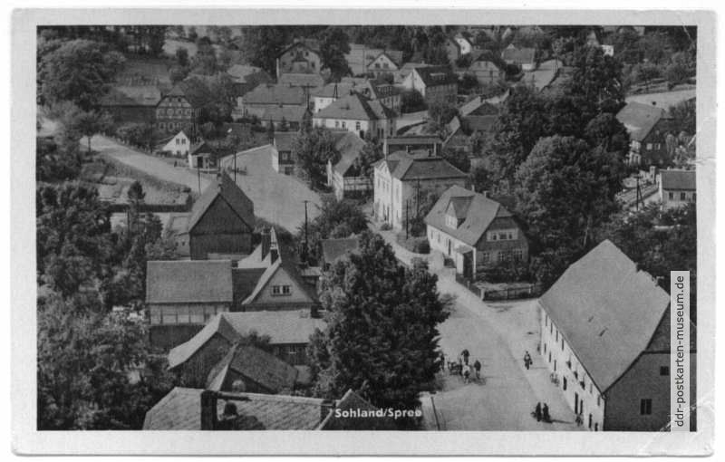 Blick vom Kirchturm auf die Hauptstraße - 1954