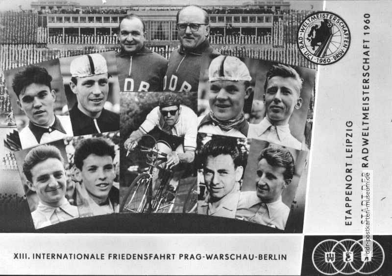 DDR-Mannschaft der Friedensfahrt 1960 mit Trainern und Ersatzfahrern - 1960