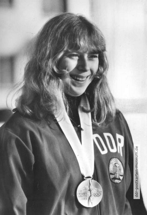 Sylvia Albrecht (SC Dynamo Berlin), Olympische Bronzemedaille im 1000-m-Eisschnellaufen - 1980