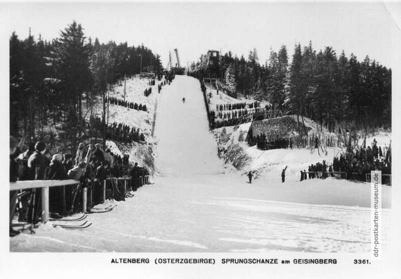 Sächsische Meisterschaft im Skispringen, Sprungschanze am Geisingberg - 1958