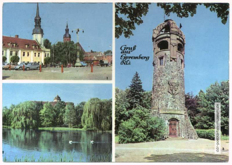 Rathaus, Schloßteich, Georgenbergturm - 1970