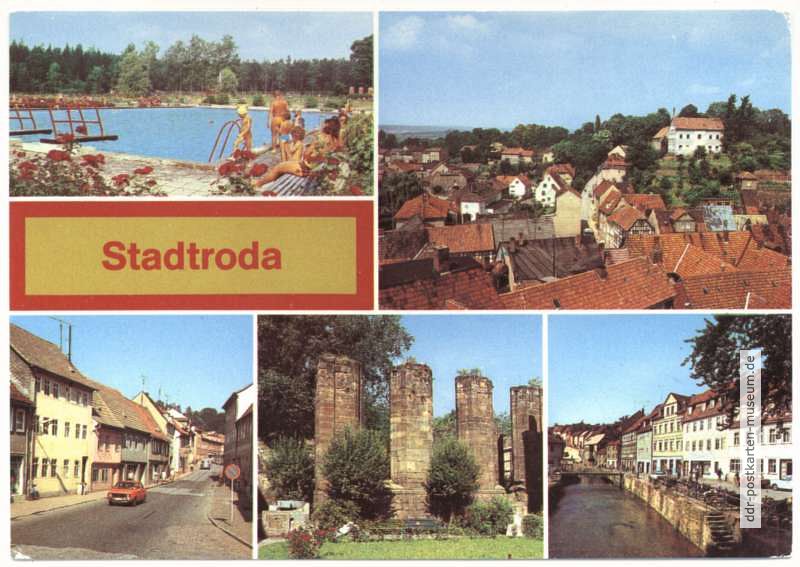 Freibad, Teilansicht, Straße der DSF, Klosterruine, An der Roda - 1982