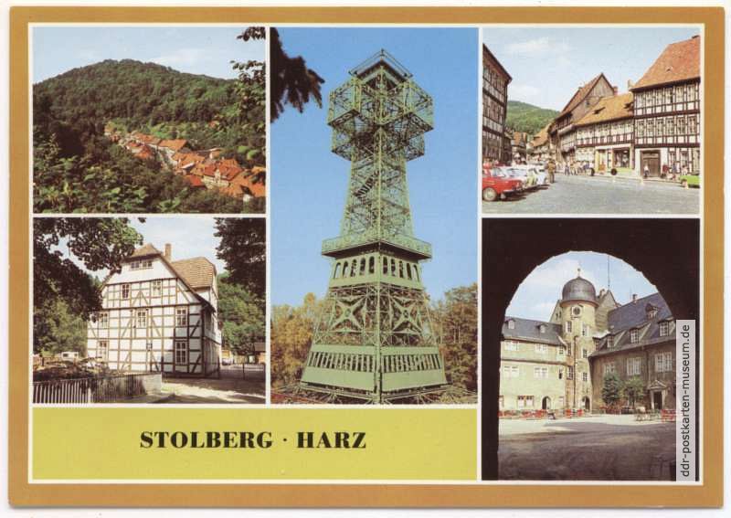 Rittergasse, Aussichtsturm "Jsephskreuz", Markt, Jugendherberge, ehem. Schloß - 1983