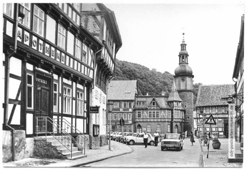 Blick zum Marktturm, Hirsch-Apotheke - 1977 / 1978