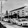Parkende Trabbis in der Karl-Marx-Straße von Frankfurt/Oder - 1973