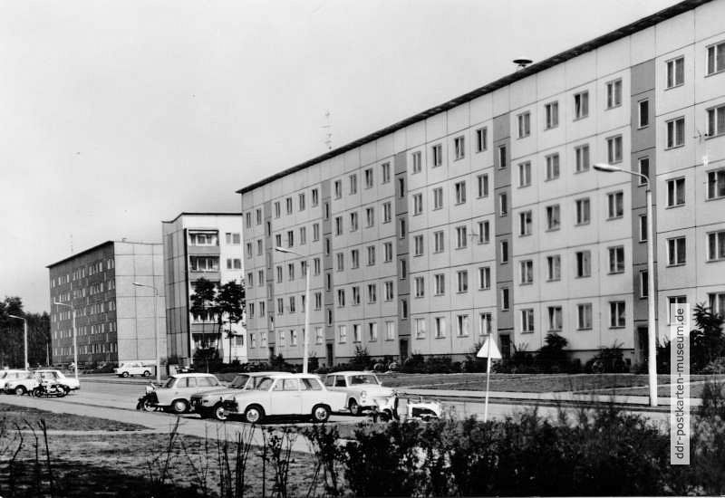 Trabis in Ludwigsfelde, Friedrich-Engels-Straße - 1976