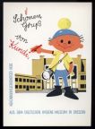 Werbekarte mit Figur "Kundi", dem Maskottchen der Hygiene-Aktionen - 1969
