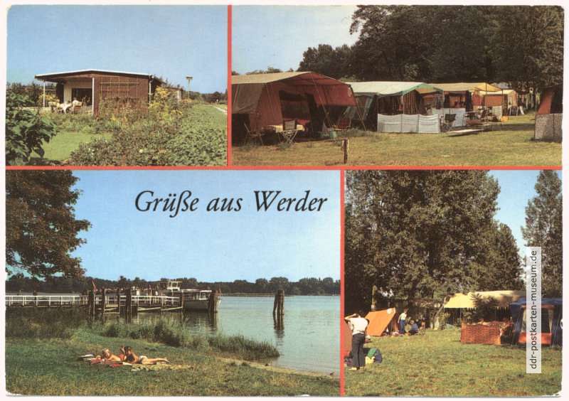 Bungalowsiedlung, Campingplatz "Riegelspitze", Anlegestelle der Weißen Flotte - 1987