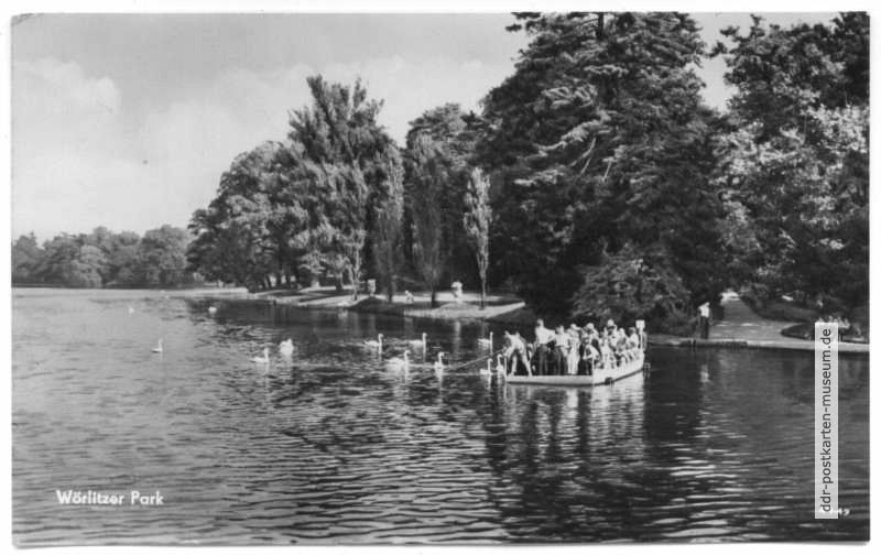 Wörlitzer Park mit Fähre auf dem Wörlitzer See - 1962