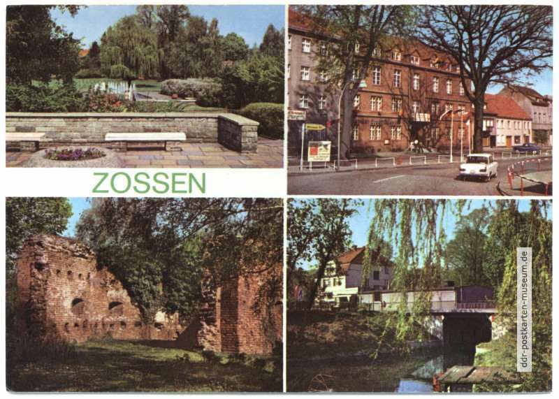 Im Stadtpark, Rat der Stadt, Burgruine im Stadtpark, Brücke am Nottekanal - 1977