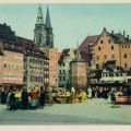 Marktplatz mit Kirche in Nürnberg - 1954