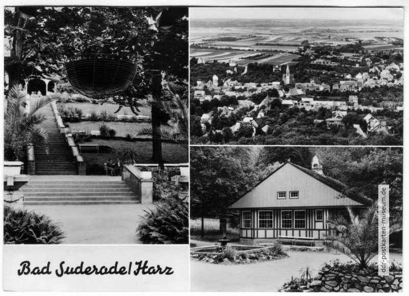 Im Kurpark, Blick auf Bad Suderode, Kurpark-Kapelle - 1969