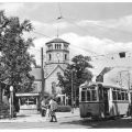Ossietzky-Platz mit Friedenskirche, Straßenbahn Linie 46 - 1961