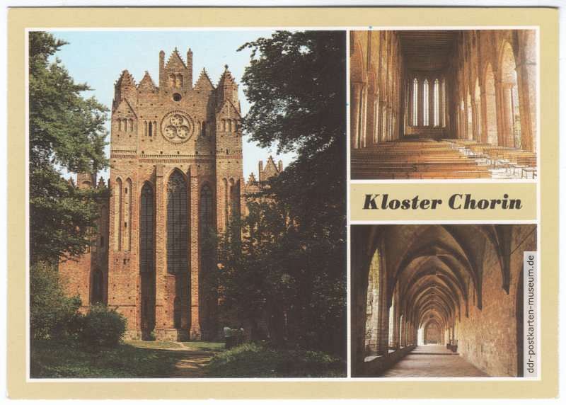 Kloster Chorin - Westfront der Klosterkirche, Klosterkirche, Östlicher Kreuzgang - 1989