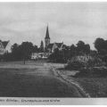 Blick zur Kirche und Grundschule Bühlau - 1952