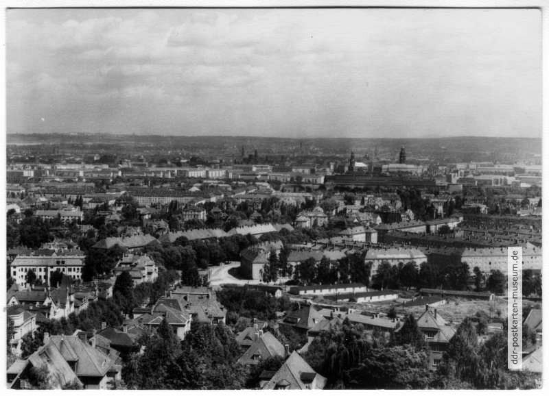 Blick vom Fichteturm auf den Stadtteil Coschütz - 1966